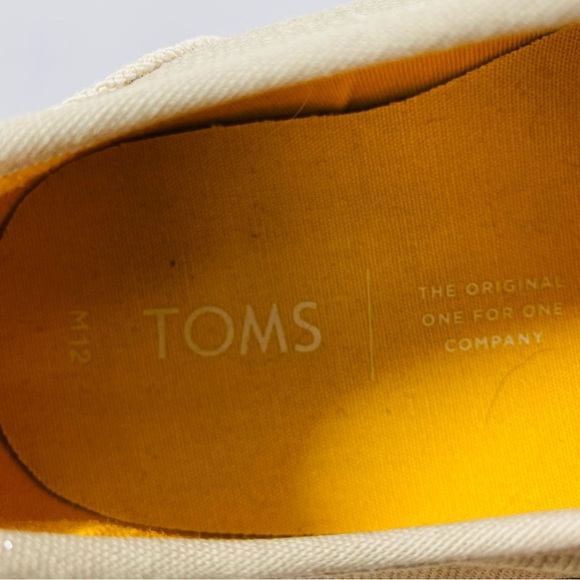 Toms Sneakers Oxford Mens 12 Canvas Ivory Beige Nautical Lace Up Comfort Carlo - Picture 8 of 10